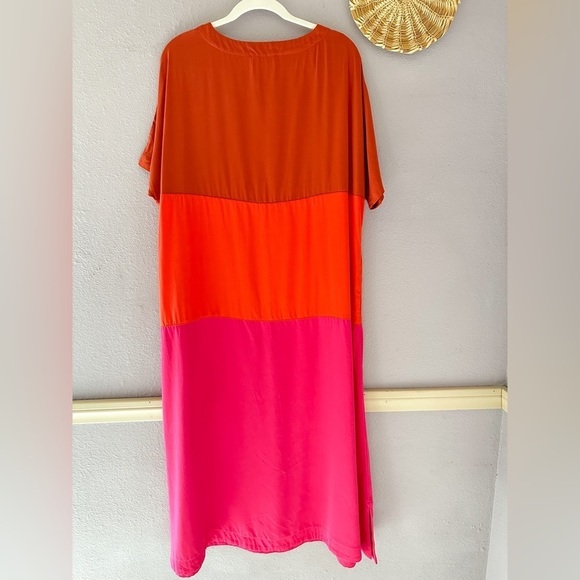 NOEN Nordic Oversized Dress Size 8 Orange/Pink/Red European Summer - Picture 6 of 6